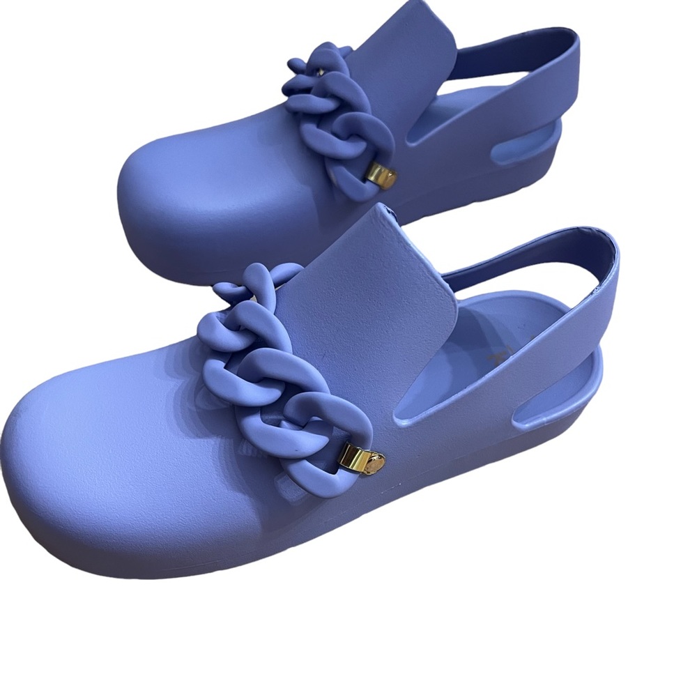 YOKI PURPLE HARRET CHAIN ACCENT SLING CLOGS - Picture 3 of 8